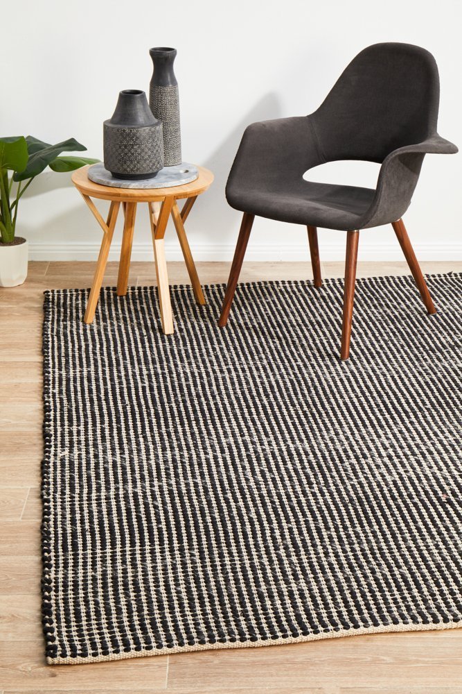 Skandi 300 Black Wool Rug - Floorsome - Modern - SKAN - 300 - BLA - 225X155 - Modern