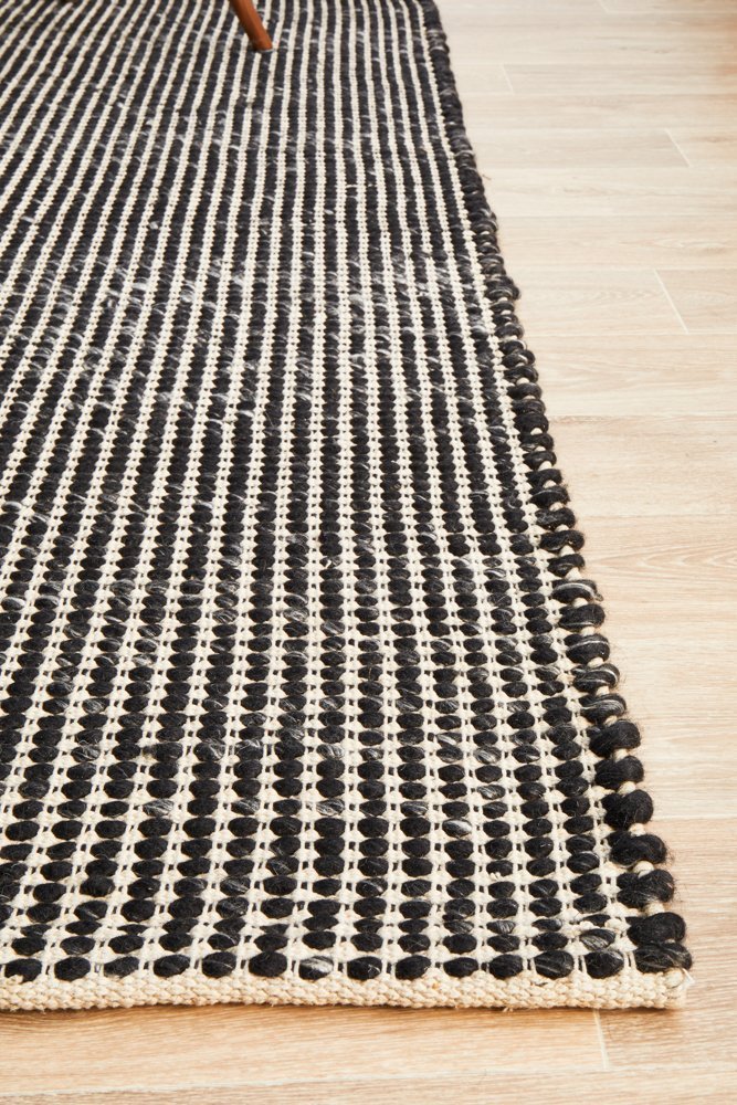 Skandi 300 Black Wool Rug - Floorsome - Modern - SKAN - 300 - BLA - 225X155 - Modern