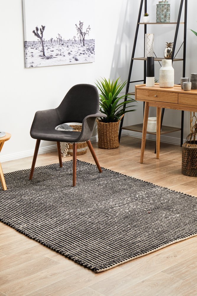 Skandi 300 Black Wool Rug - Floorsome - Modern - SKAN - 300 - BLA - 225X155 - Modern