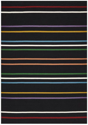 Skandi 306 Flat Weave Multi Black Wool Rug - Floorsome - Modern