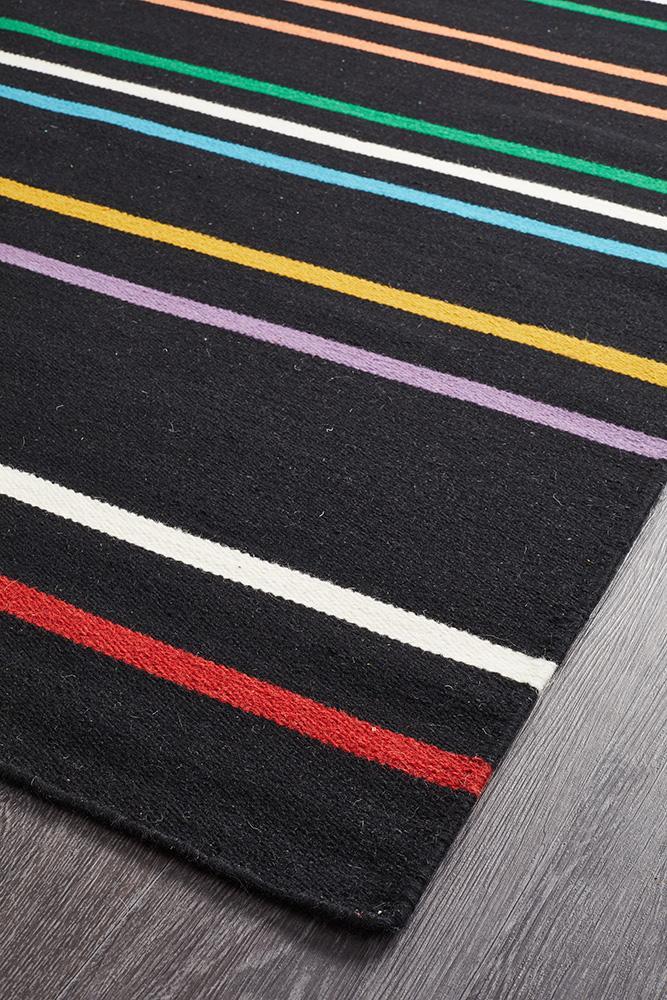 Skandi 306 Flat Weave Multi Black Wool Rug - Floorsome - Modern - SKAN - 306 - MULT - 225X155 - Modern