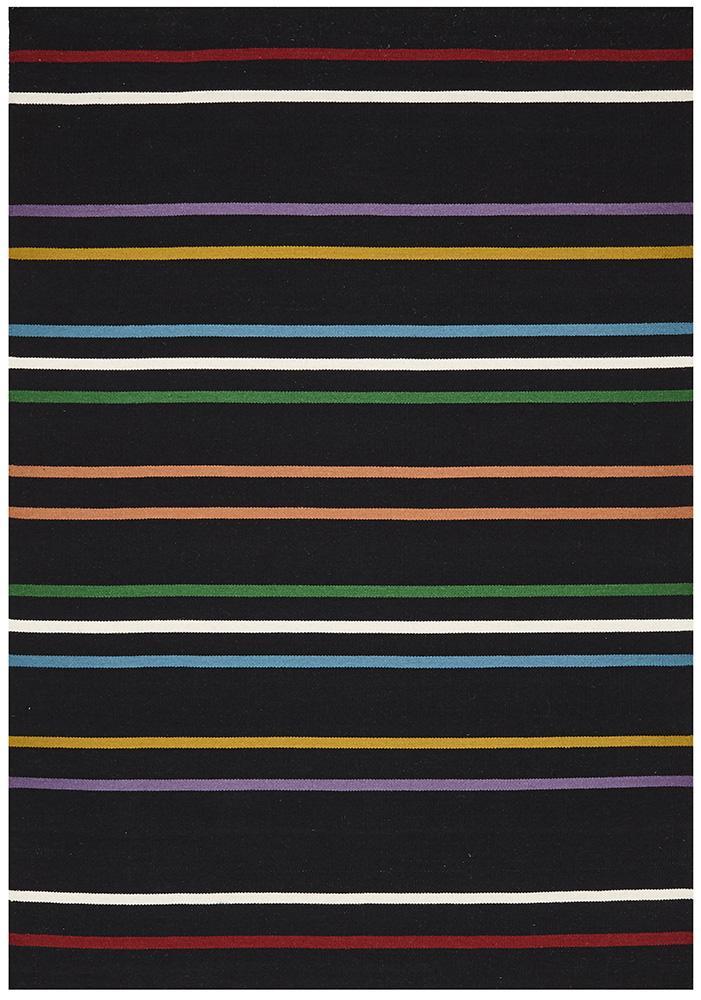 Skandi 306 Flat Weave Multi Black Wool Rug - Floorsome - Modern - SKAN - 306 - MULT - 225X155 - Modern