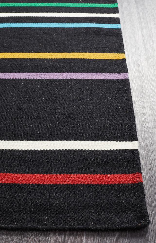 Skandi 306 Flat Weave Multi Black Wool Rug - Floorsome - Modern - SKAN - 306 - MULT - 225X155 - Modern