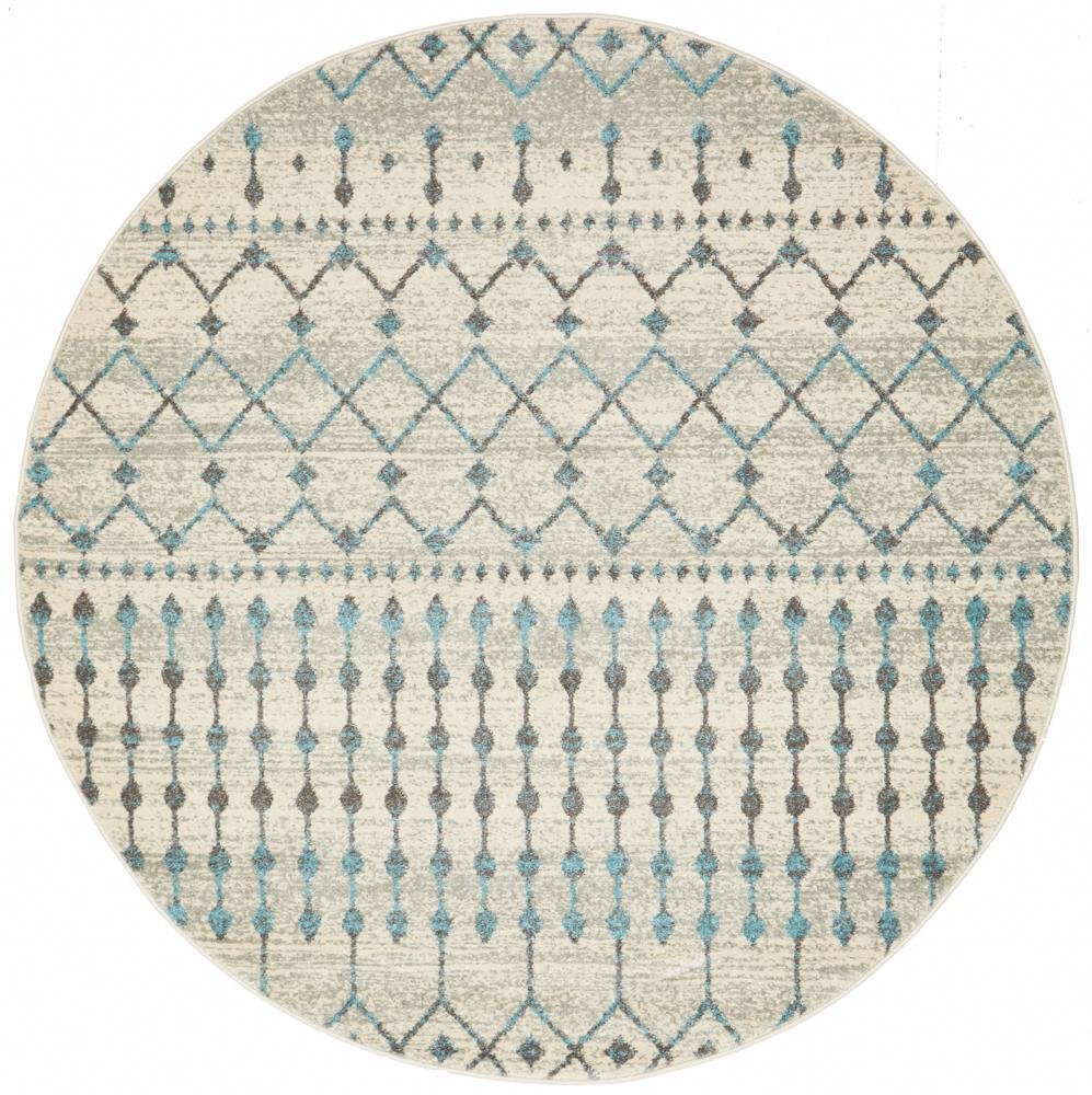 Slate White Transitional Round Rug - Floorsome - Modern - EVO - 260 - WHI - 150X150 - Modern