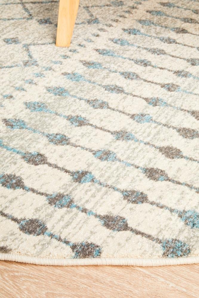 Slate White Transitional Round Rug - Floorsome - Modern - EVO - 260 - WHI - 150X150 - Modern