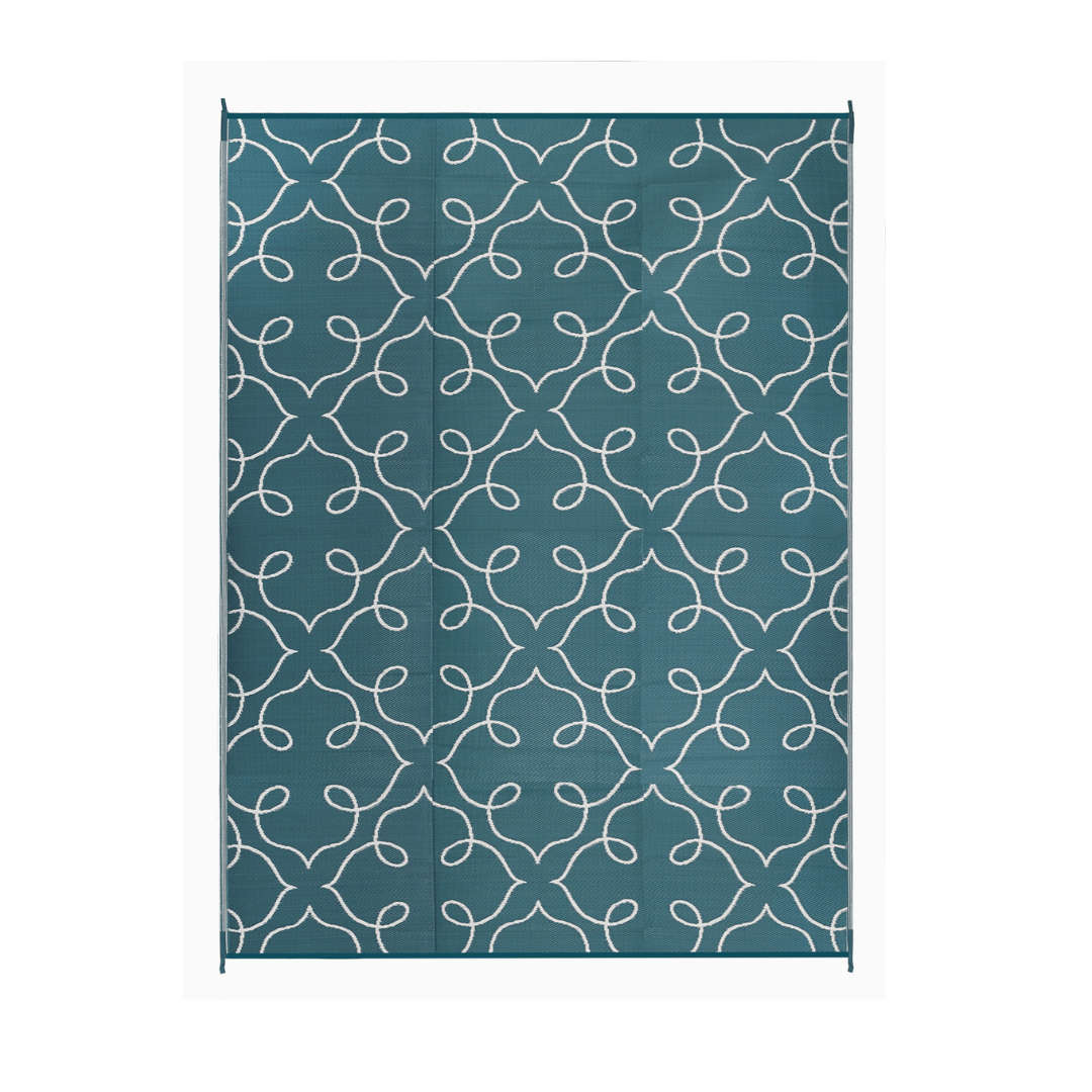 Syracuse Sea Green Floral Pattern Foldable Waterproof Sand Mat for Camping - 270x360 CM - Floorsome - PLRSYRSEA270360 - 