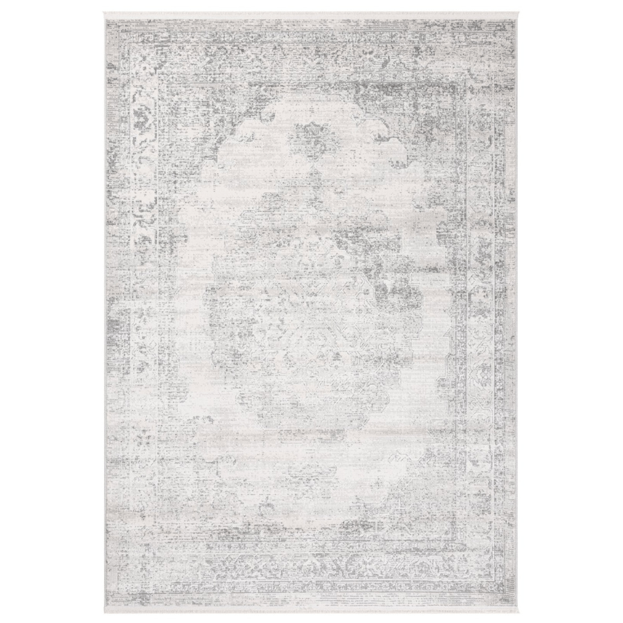 Taipei White and Grey Traditional Distrssed Rug - Floorsome - Rugs