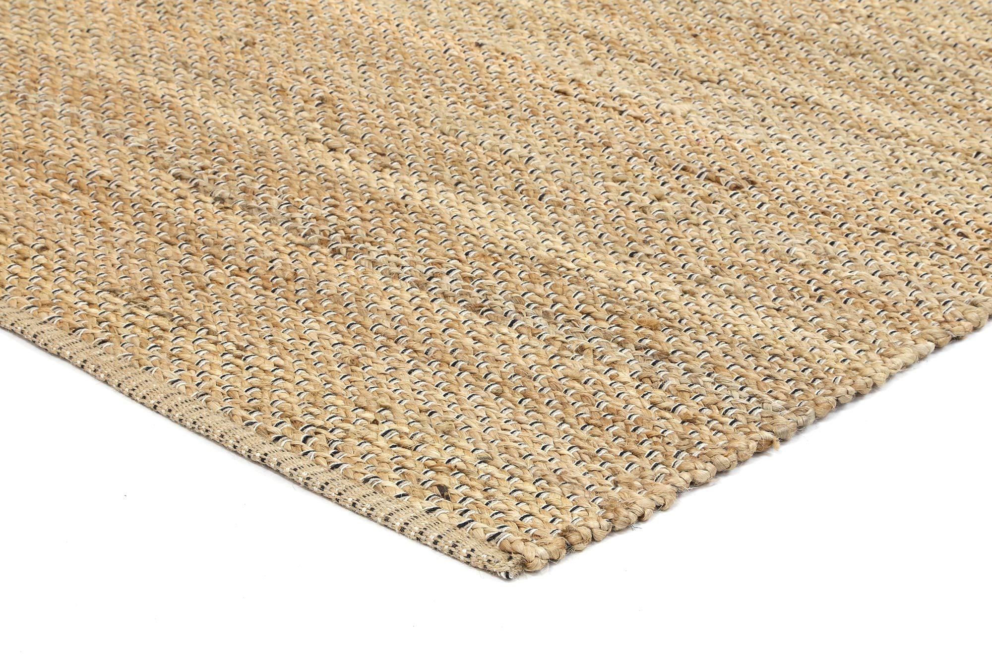 Taj Black Natural Basket Weave Jute Rug - Floorsome - Natural - TAJ150BLAC - Natural