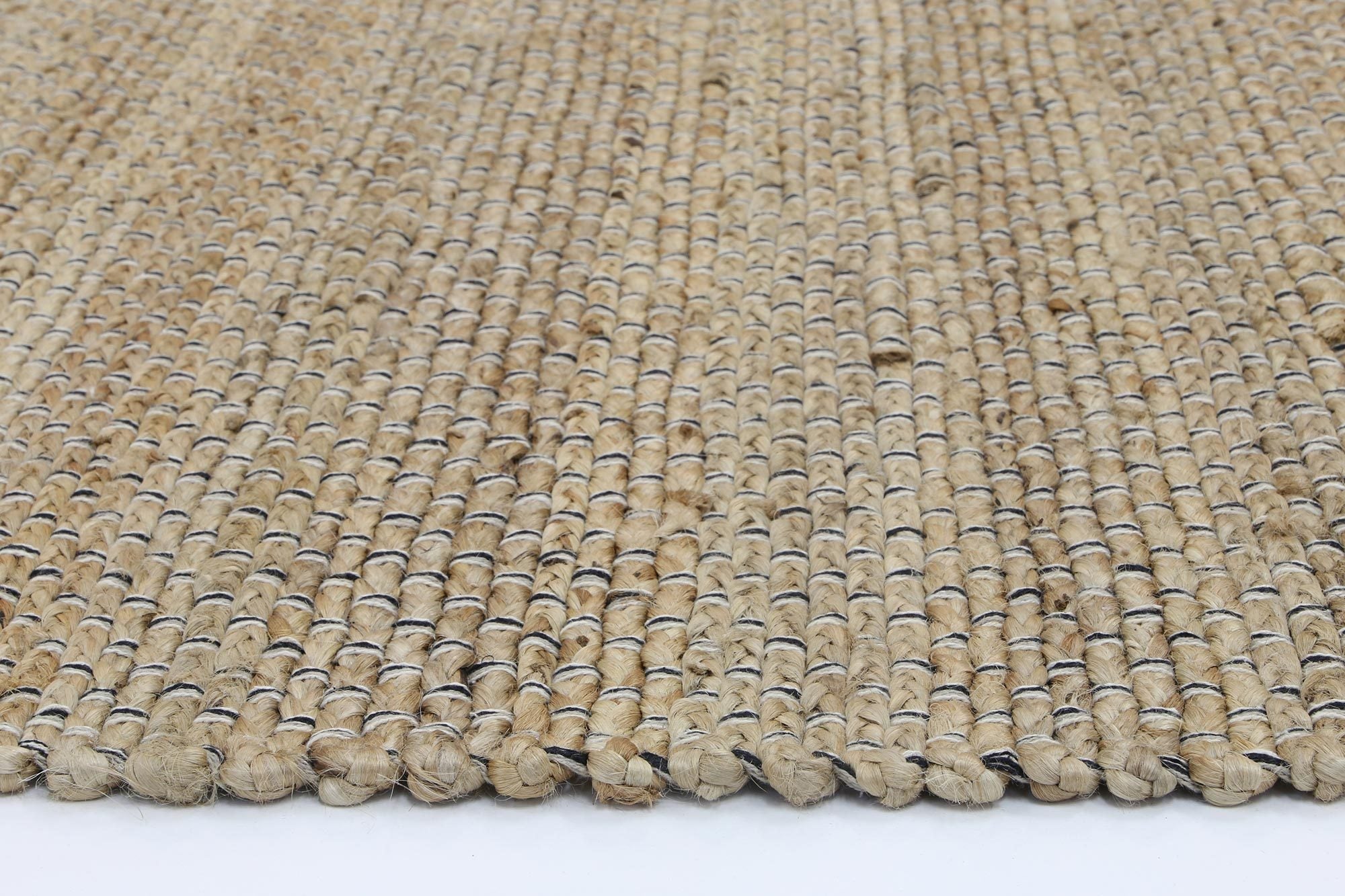 Taj Black Natural Basket Weave Jute Rug - Floorsome - Natural - TAJ150BLAC - Natural