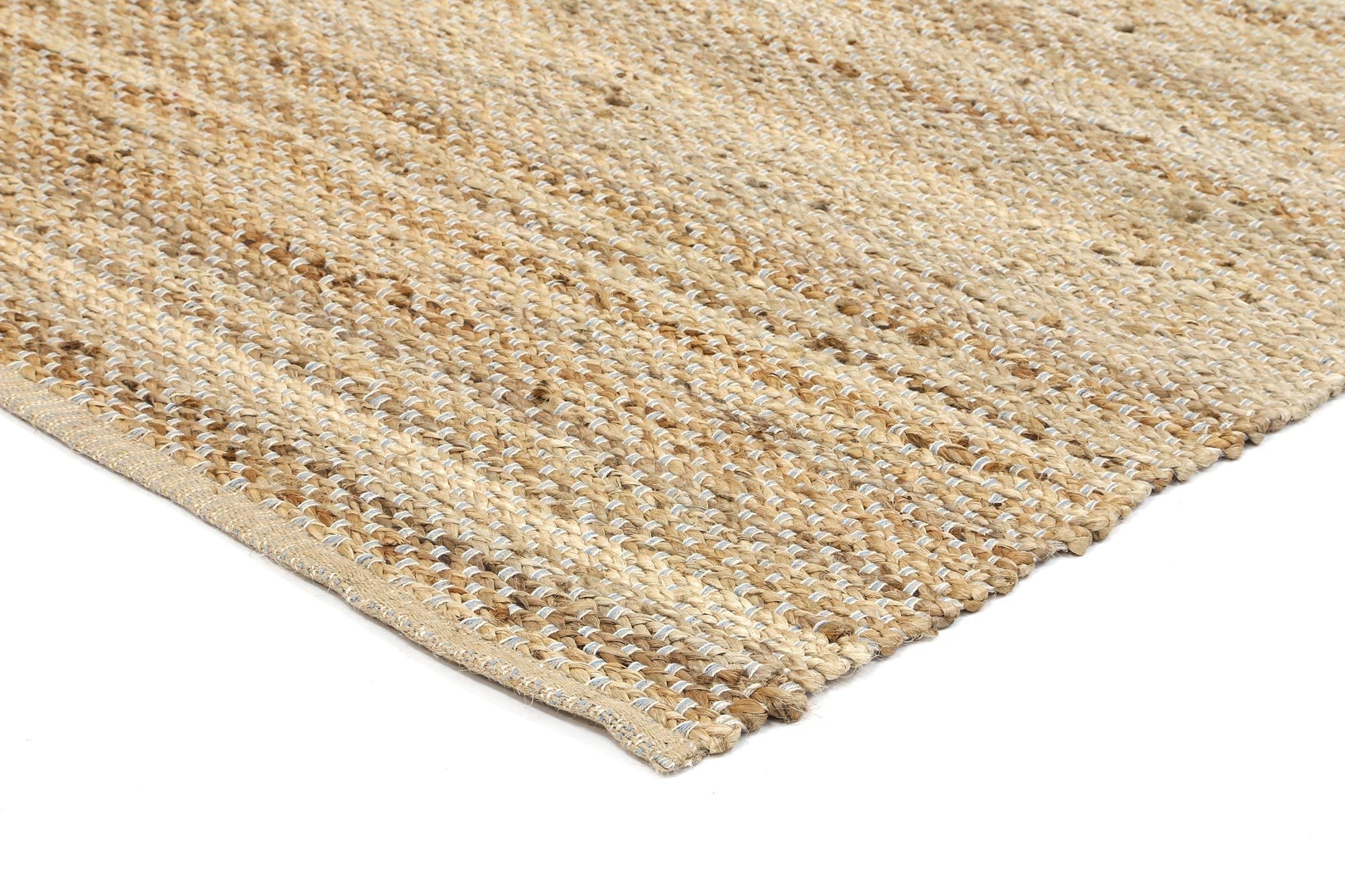 Taj Blue Natural Basket Weave Jute Rug - Floorsome - Natural - TAJ150BLUE - Natural
