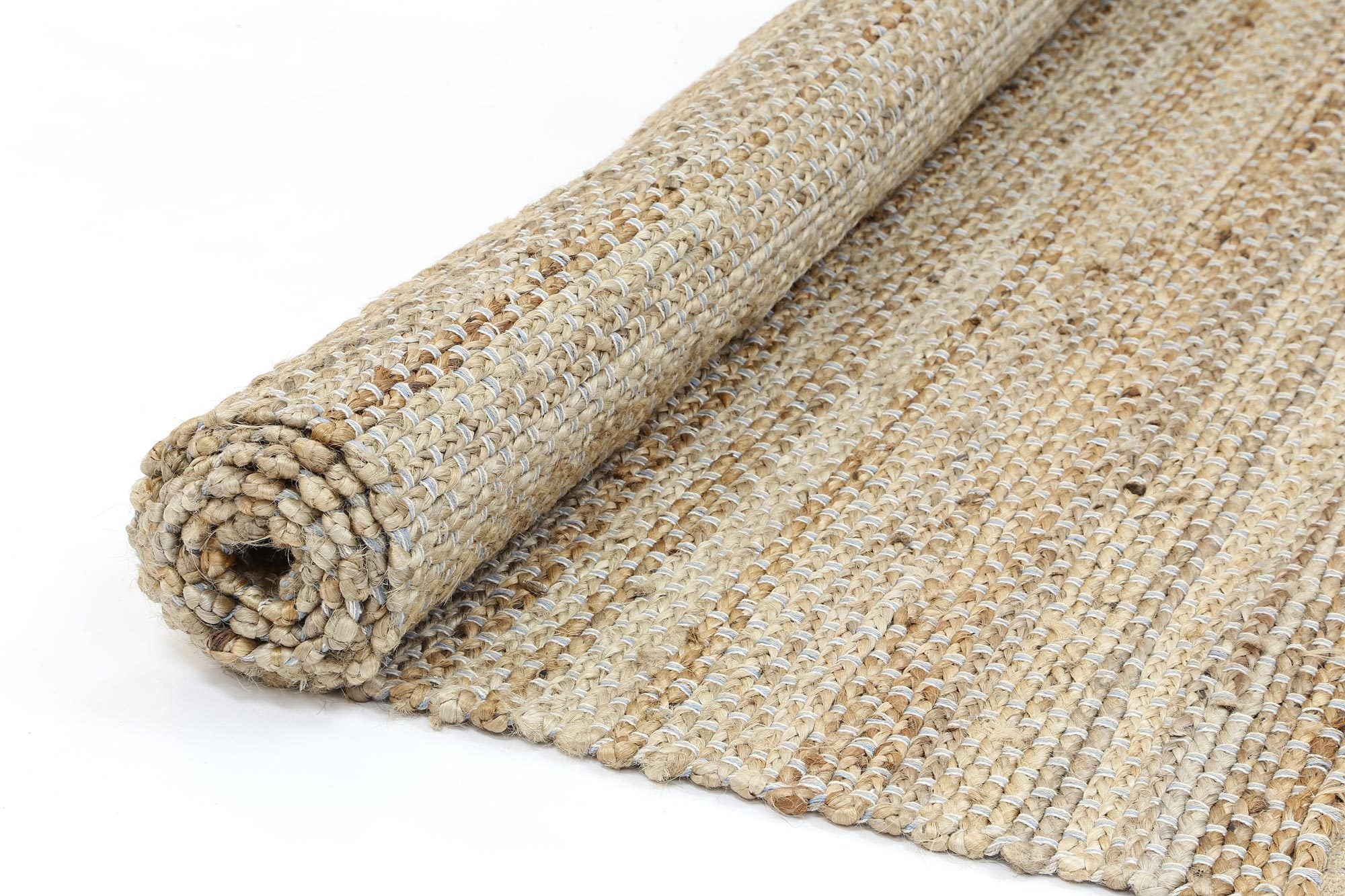 Taj Blue Natural Basket Weave Jute Rug - Floorsome - Natural - TAJ150BLUE - Natural