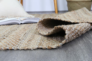 Taj Blue Natural Basket Weave Jute Rug - Floorsome - Natural