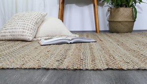 Taj Blue Natural Basket Weave Jute Rug - Floorsome - Natural