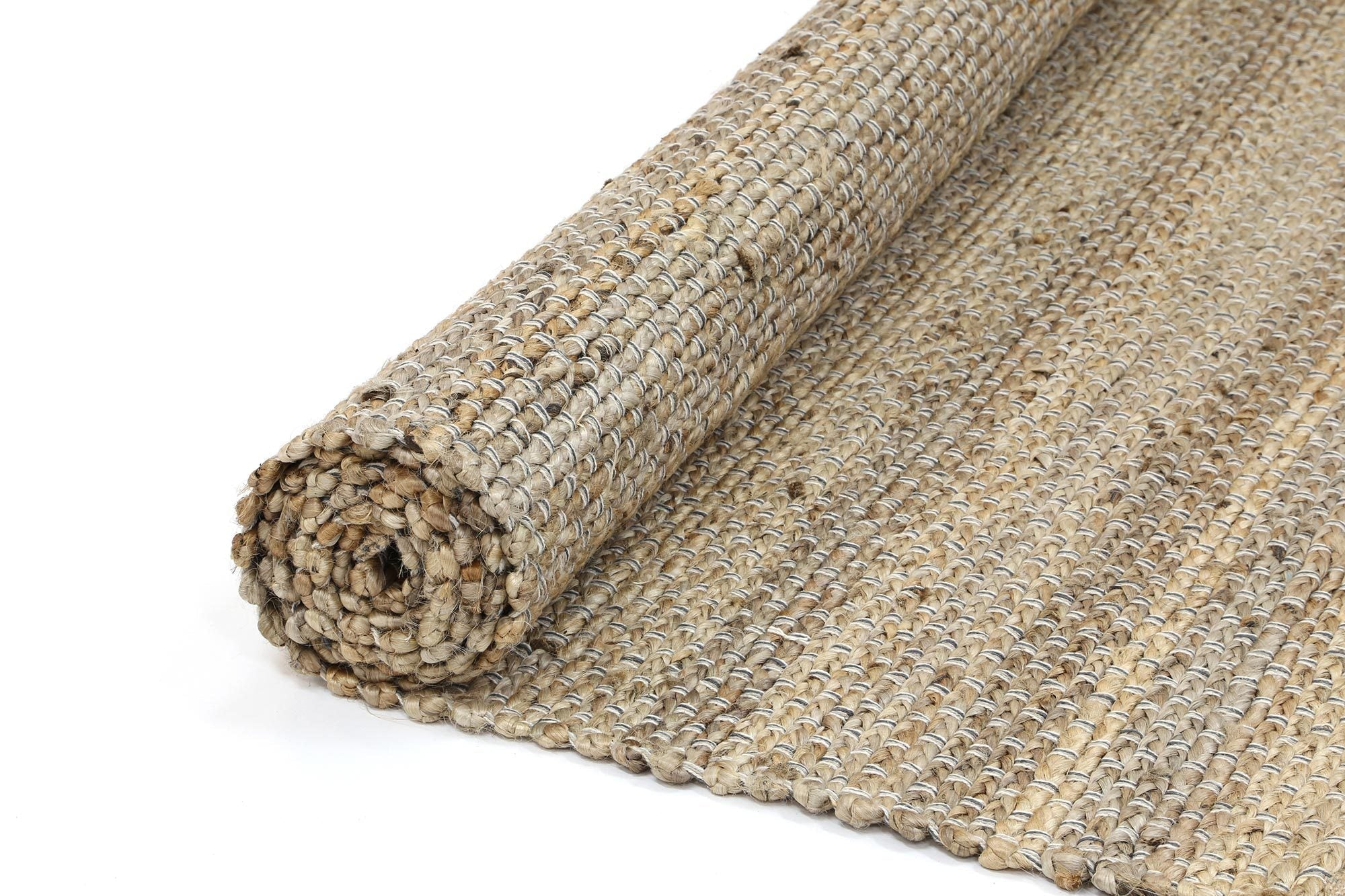 Taj Grey Natural Basket Weave Jute Rug - Floorsome - Natural - TAJ150GREY - Natural