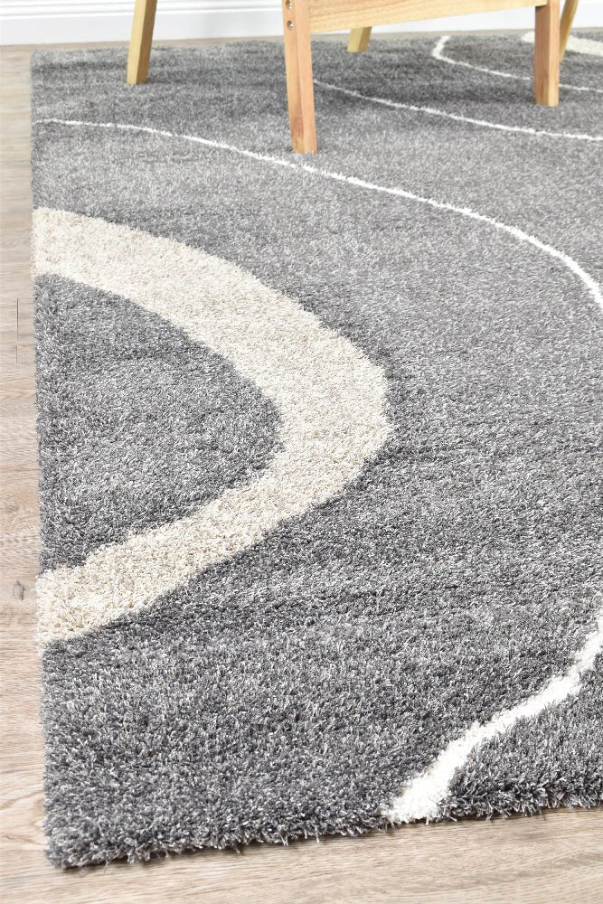 Tango Ripple Grey 74312 690 Shaggy Rug - Floorsome - SHAGGY - LILA - 74312 - 690 - 160X230 - SHAGGY
