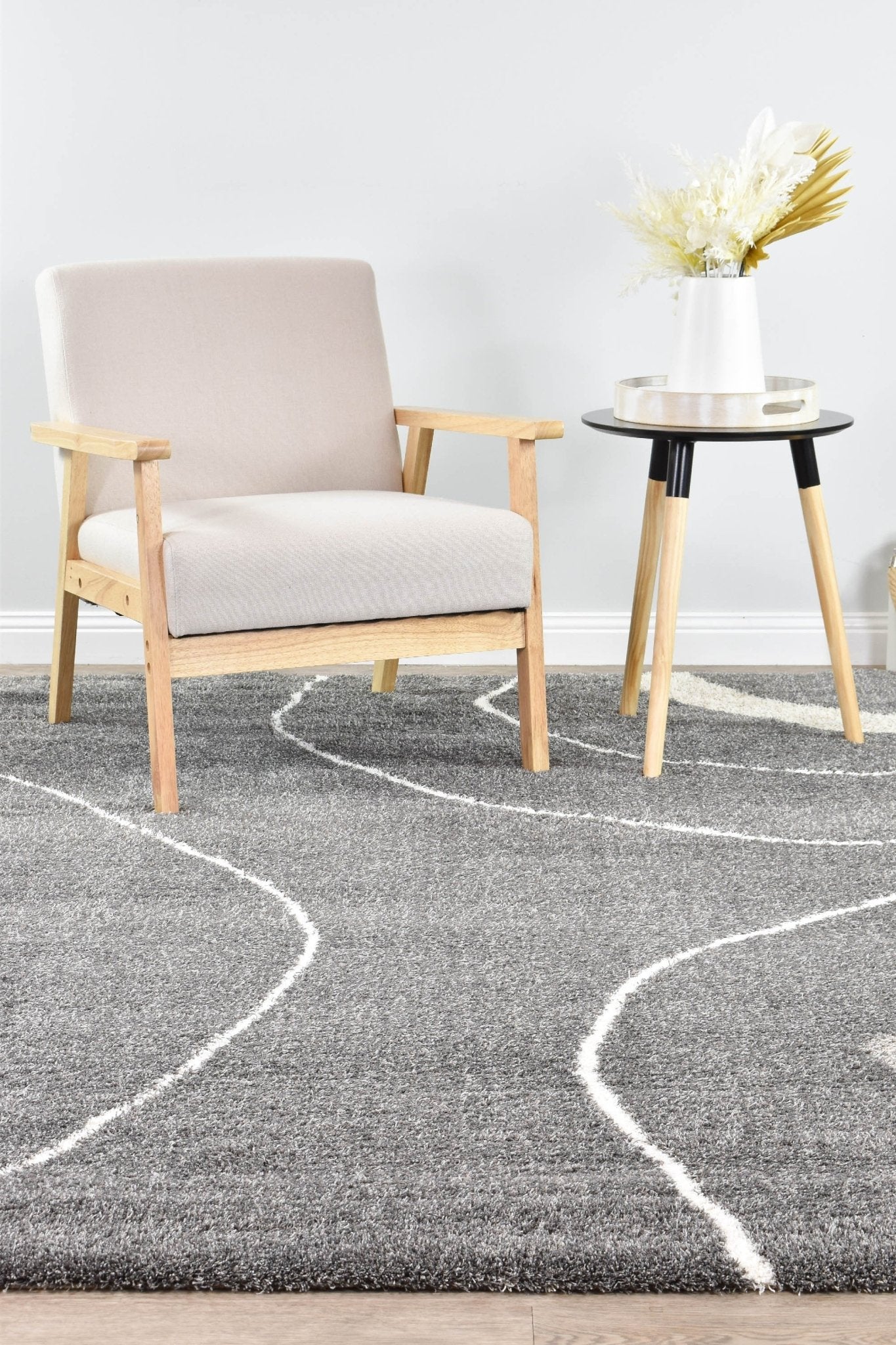 Tango Ripple Grey 74312 690 Shaggy Rug - Floorsome - SHAGGY - LILA - 74312 - 690 - 160X230 - SHAGGY