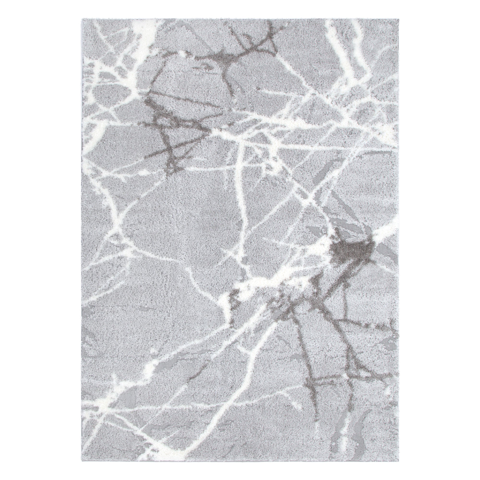 Tender Abstract Silver Shag Rug - Floorsome - Area Rug - TEND12003SILV - Area Rug