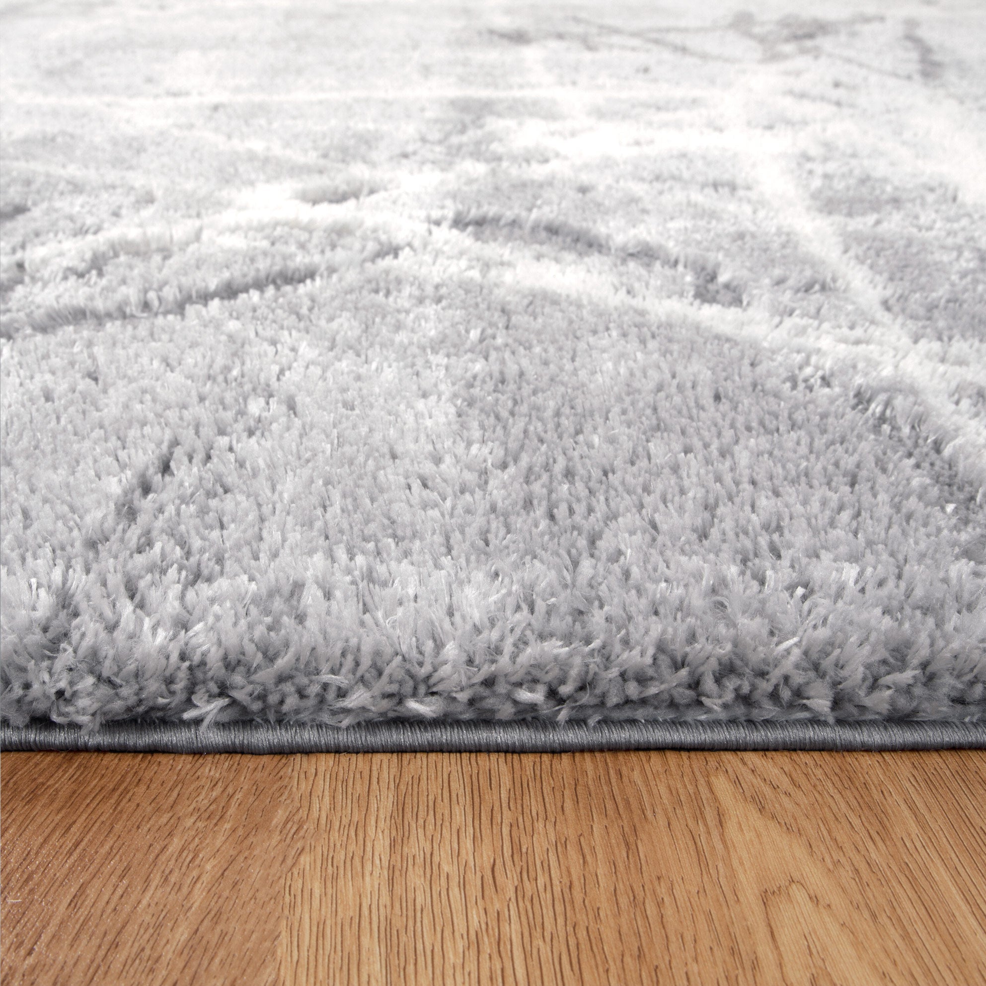 Tender Abstract Silver Shag Rug - Floorsome - Area Rug - TEND12003SILV - Area Rug