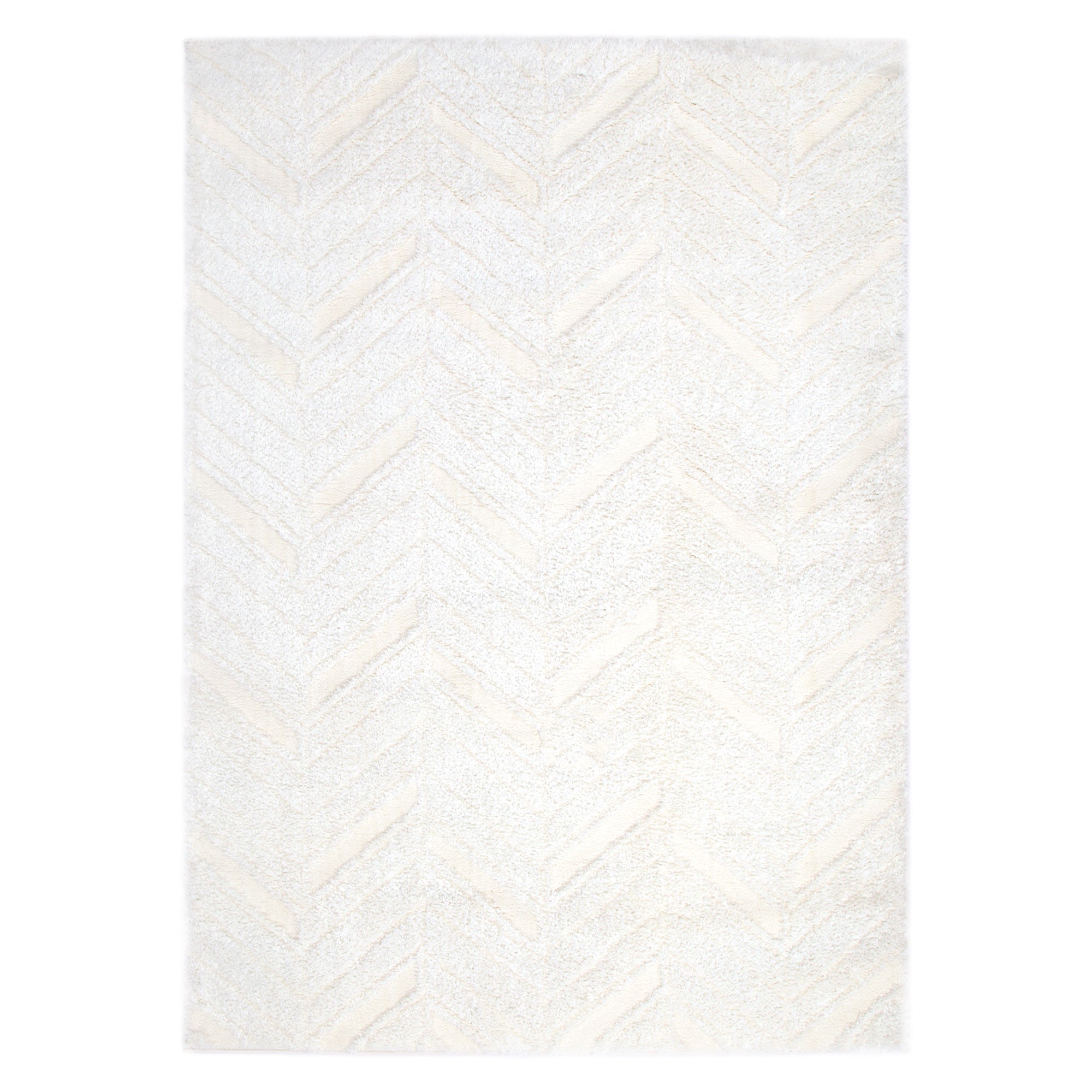 Tender Chevron Cream Shag Rug - Floorsome - Area Rug - TEND12001CREA - Area Rug