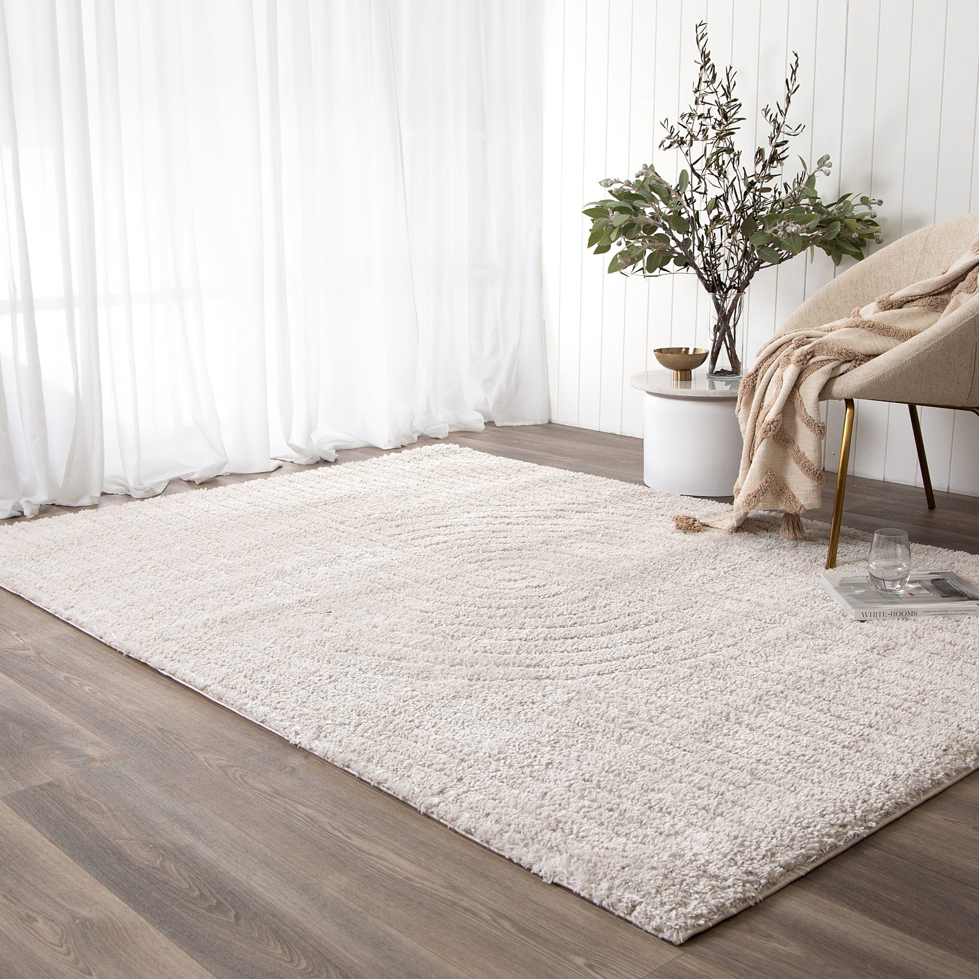 Tender Dior Beige Shag Rug - Floorsome - Area Rug - TEND12004BEIG - Area Rug