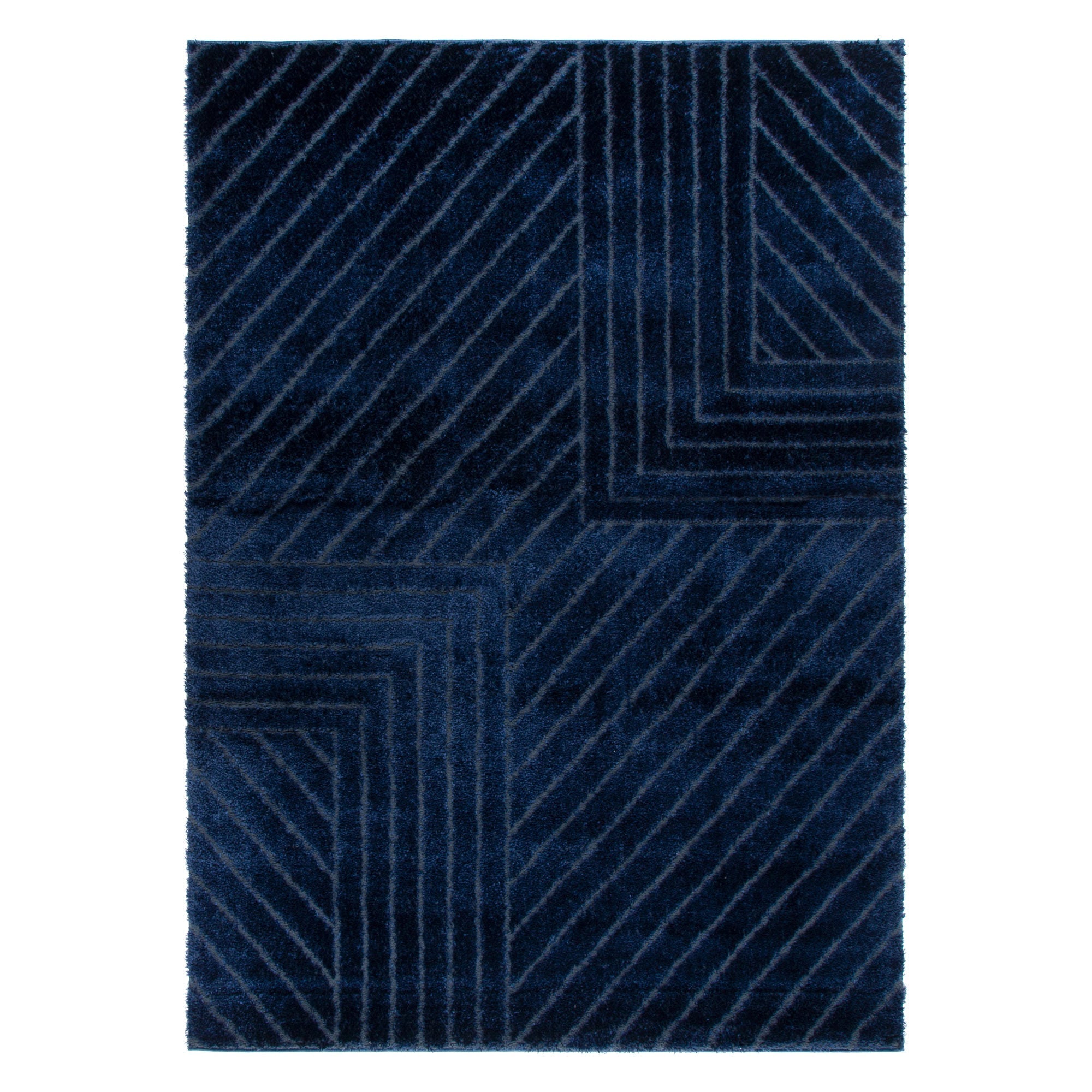 Tender Modern Navy Shag Rug - Floorsome - Area Rug - TEND12002NAVY - Area Rug