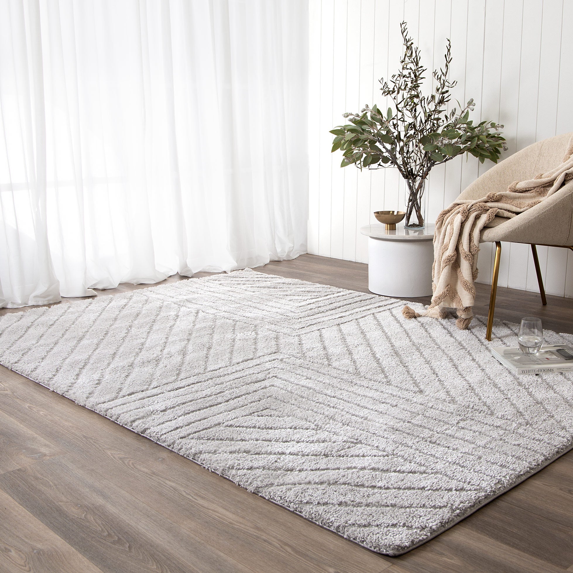Tender Modern Silver Shag Rug - Floorsome - Area Rug - TEND12002SILV - Area Rug