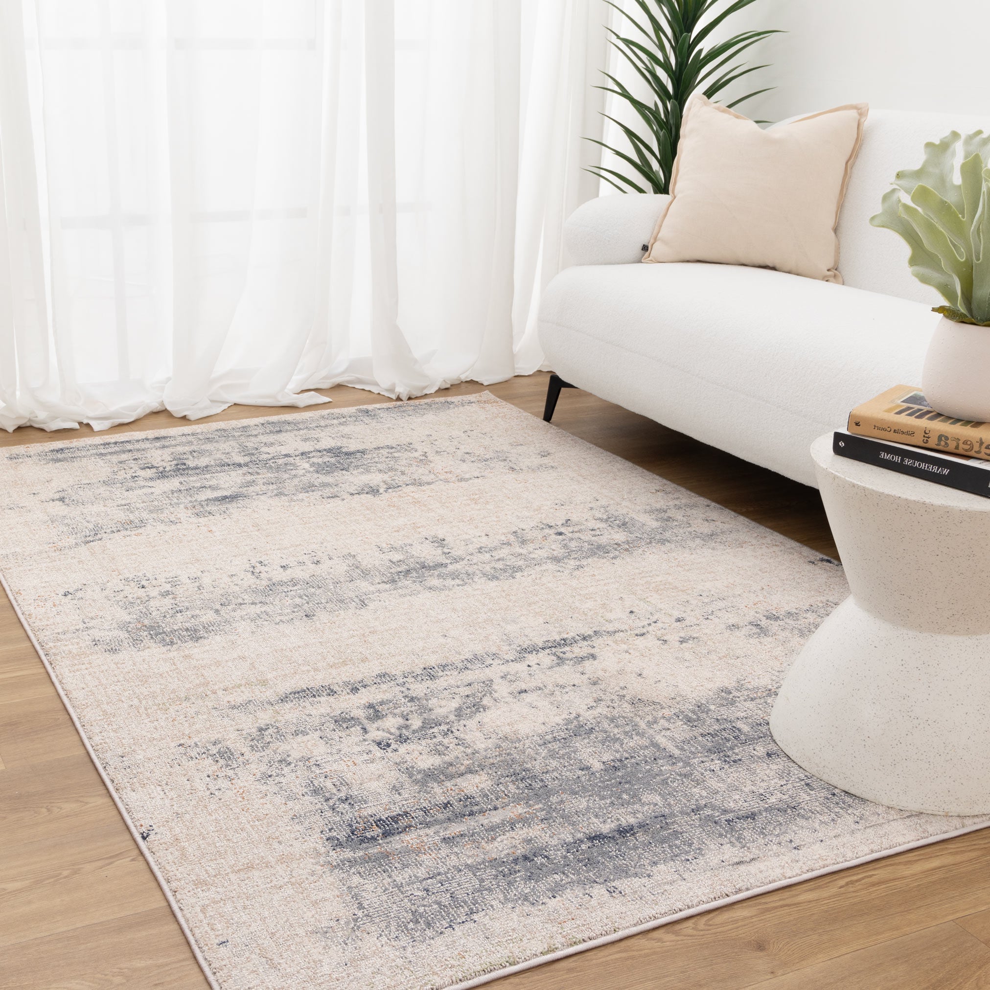 Toscana Distressed Splash Beige Blue Rug TOS5 - Floorsome - Area Rug - TOSC1605 - Area Rug