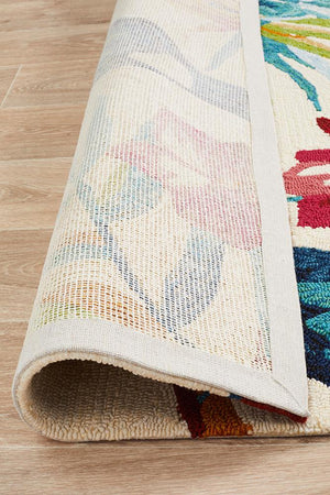 Toucan Tropical Indoor Outdoor Rug Cream - Floorsome - Outdoor