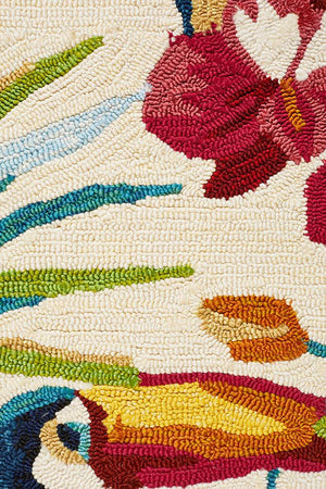 Toucan Tropical Indoor Outdoor Rug Cream - Floorsome - Outdoor