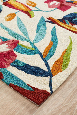 Toucan Tropical Indoor Outdoor Rug Cream - Floorsome - Outdoor