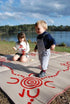 TRACKS Aboriginal Design Recycled Plastic Mat, Red & White 1.8 x 2.7m - Floorsome - Outdoor Rugs - GKOZ01 - Outdoor Rugs