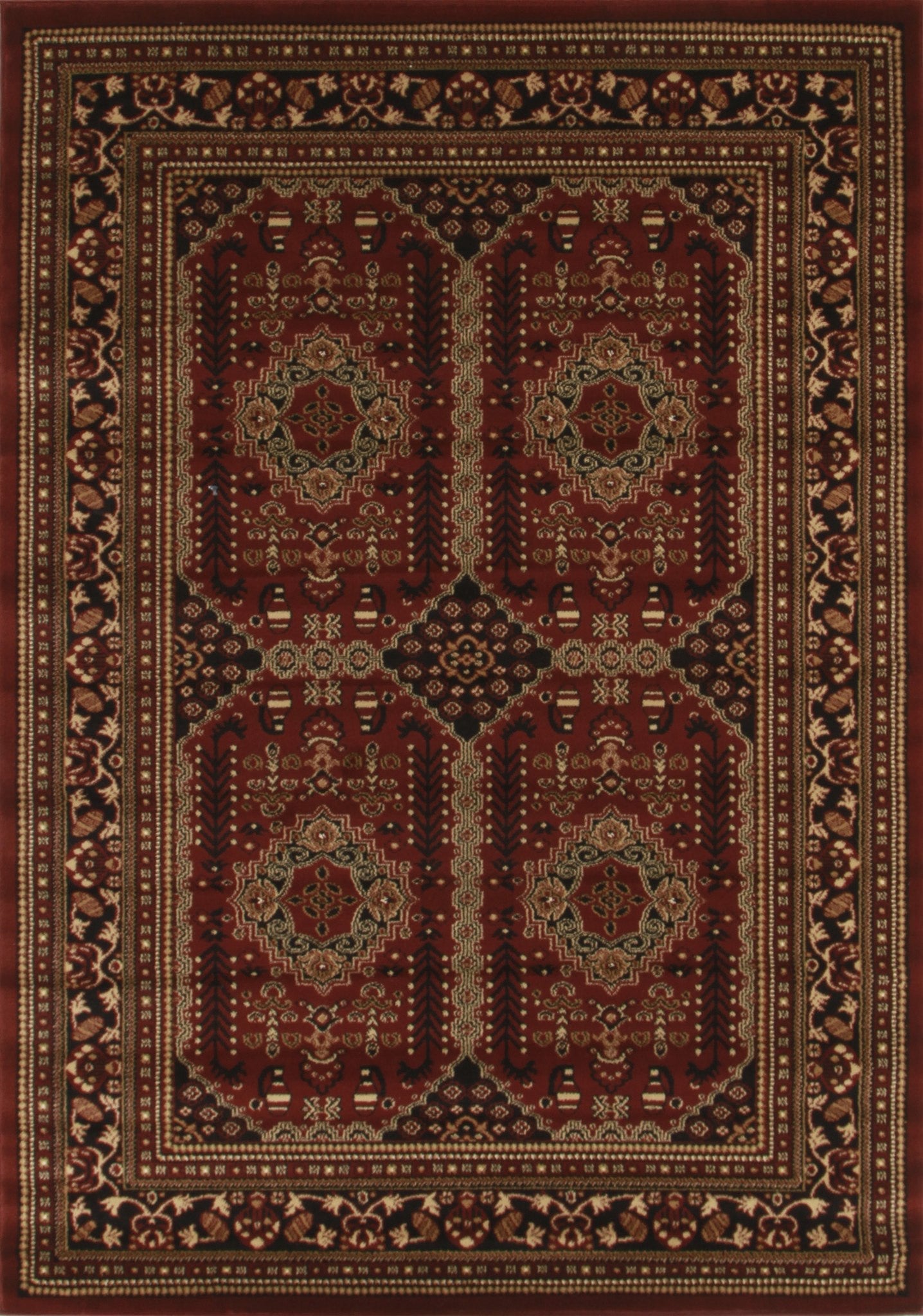 Traditional Afghan Design Rug Burgundy Red - Floorsome - Traditional