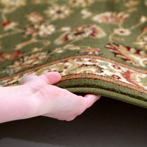 Traditional Floral Design Runner Rug Green - Floorsome - Traditional
