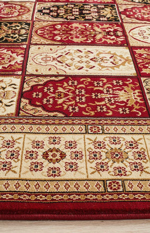 Traditional Panel Design Burgundy with Ivory - Floorsome - Traditional