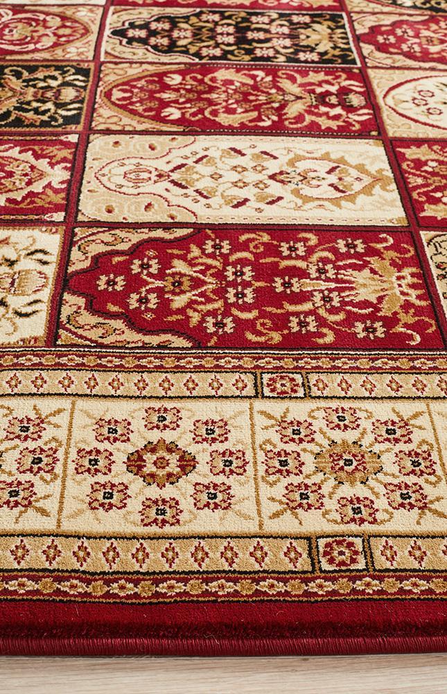 Traditional Panel Design Burgundy with Ivory - Floorsome - Traditional - SYD - 4 - RI - 150X80 - Traditional