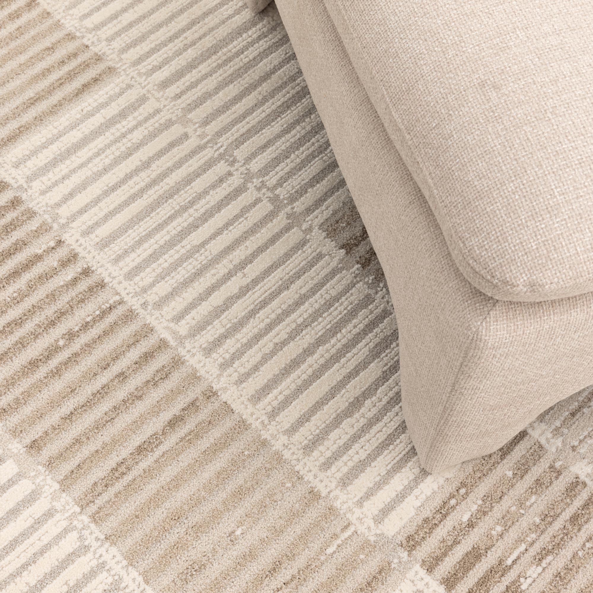 Trend Modern Stripes Grey and Beige Rug - T100 - Floorsome - Area Rug - TREN508T100 - Area Rug