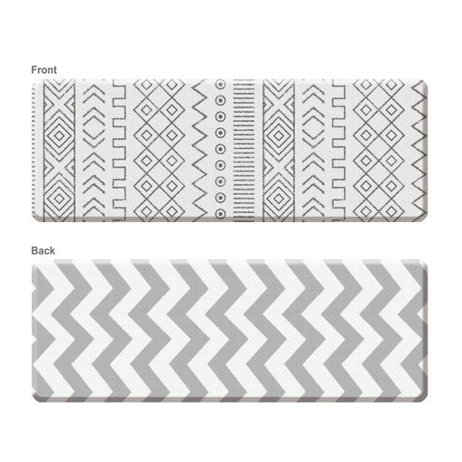 Vento Chevron Grey And White Soft Padded Kitchen Mat - Floorsome - Kitchen Mat - KITVENTO0009544 - Kitchen Mat