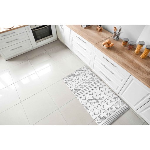 Vento Chevron Grey And White Soft Padded Kitchen Mat - Floorsome - Kitchen Mat - KITVENTO0009544 - Kitchen Mat