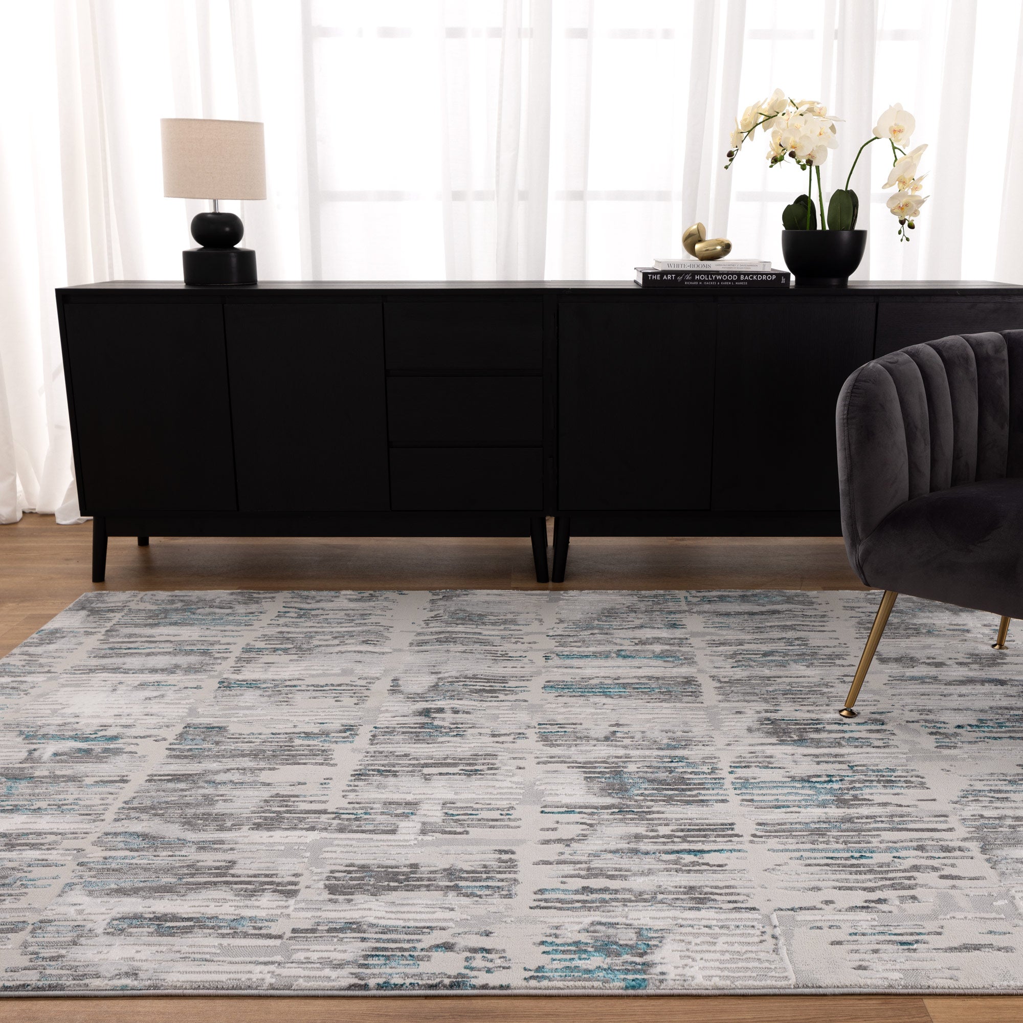Vestige Abstract Grey Blue Rug - Floorsome - Area Rug - VEST160002 - Area Rug