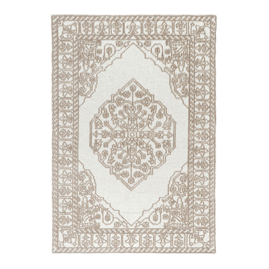 Vidhi Ivory and Beige 100% Wool Rug - Floorsome - WOOLVIDHI080300 - 