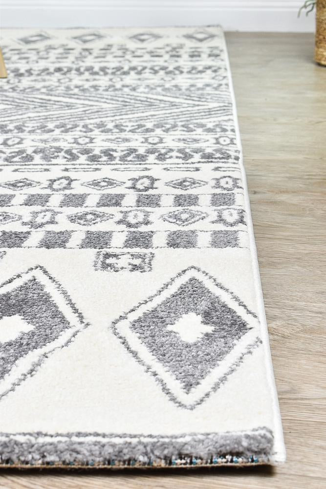Vision 343 Cream Light Grey Rug - Floorsome - MODERN - NOVA - D343A - WHITE - L.GREY - 80X150 - MODERN