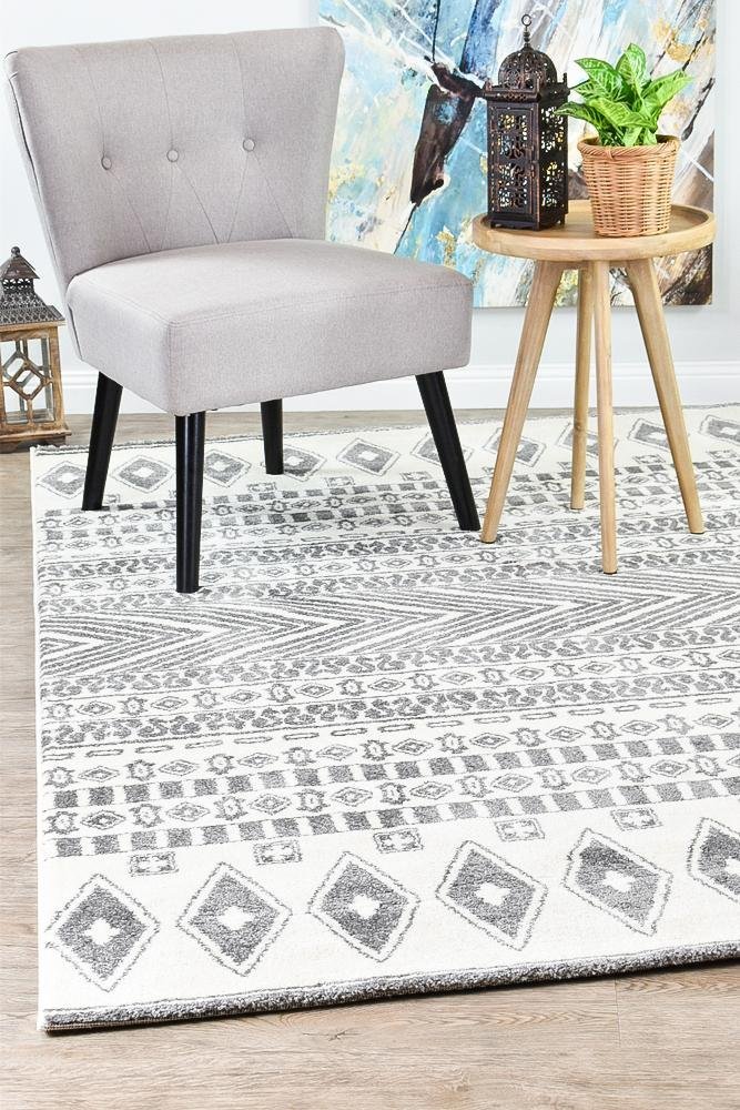 Vision 343 Cream Light Grey Rug - Floorsome - MODERN - NOVA - D343A - WHITE - L.GREY - 80X150 - MODERN