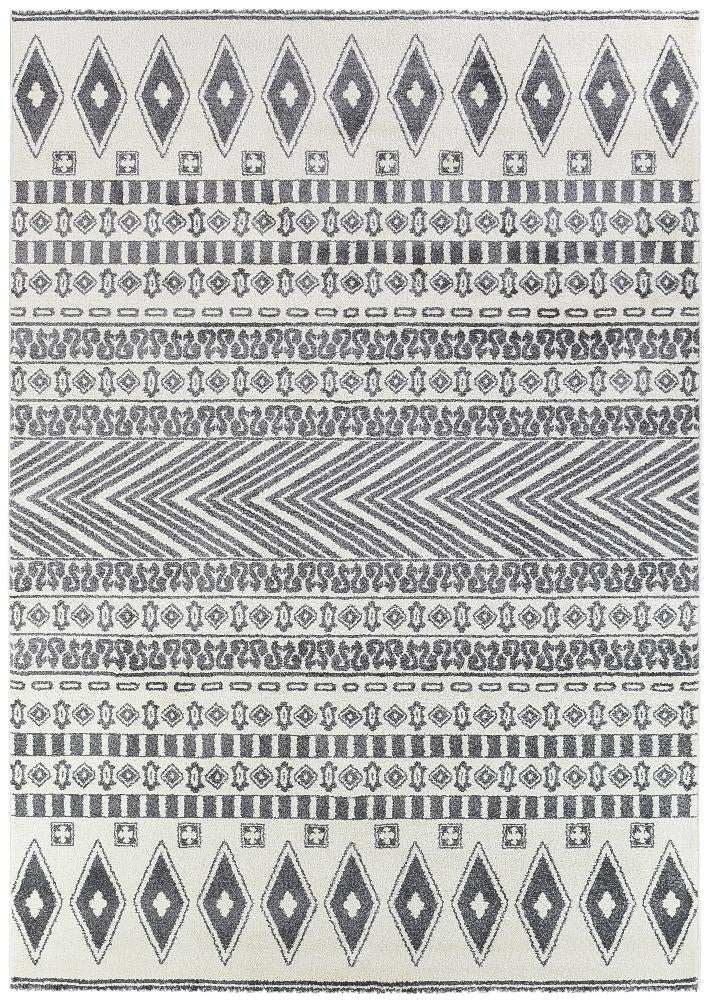 Vision 343 Cream Light Grey Rug - Floorsome - MODERN - NOVA - D343A - WHITE - L.GREY - 80X150 - MODERN