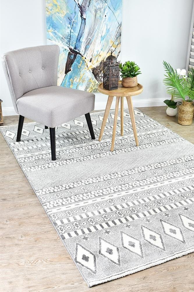 Vision 343 Light Grey Cream Rug - Floorsome - MODERN - NOVA - D343B - L.GREY - WHITE - 80X150 - MODERN