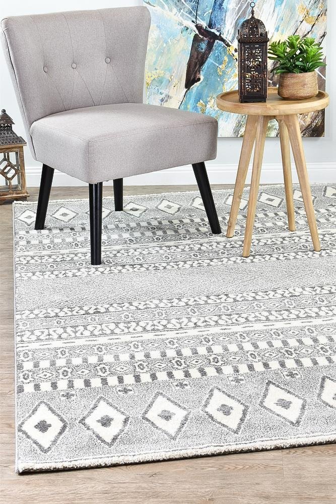 Vision 343 Light Grey Cream Rug - Floorsome - MODERN - NOVA - D343B - L.GREY - WHITE - 80X150 - MODERN