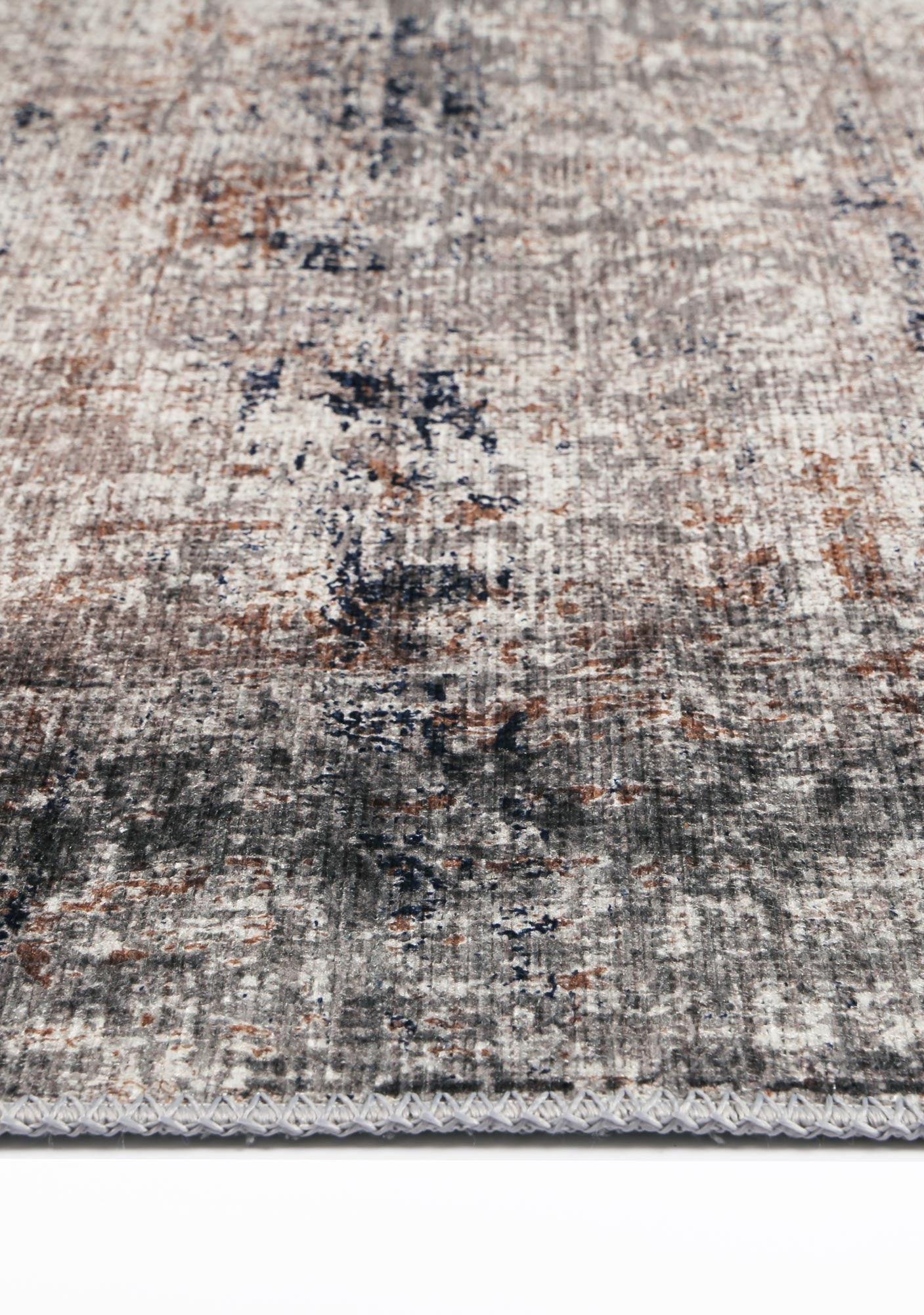 Vital Abstract Echo Blue Grey Washable Rug - Floorsome - Area Rug - VINT160169302 - Area Rug