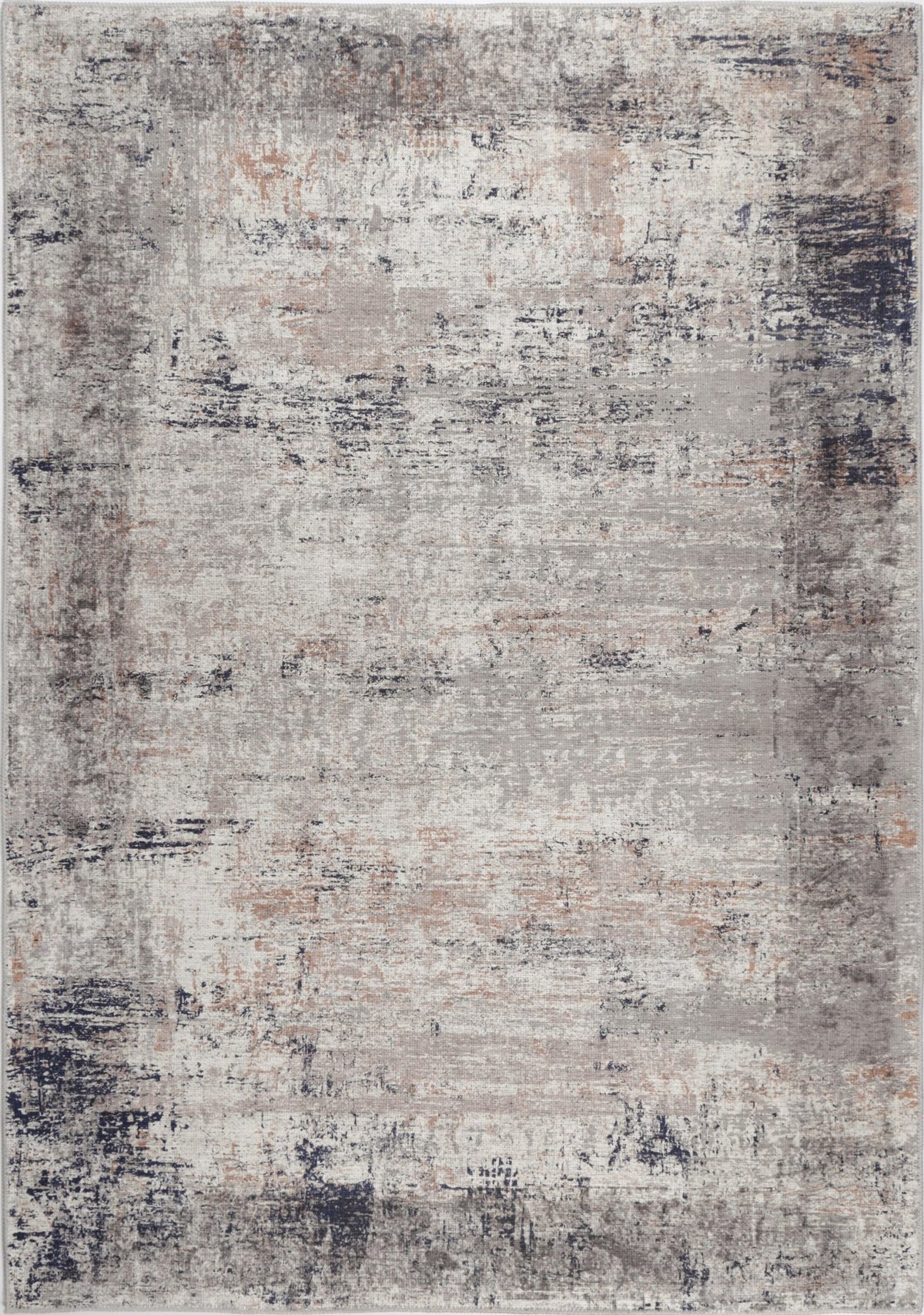 Vital Abstract Echo Blue Grey Washable Rug – Floorsome