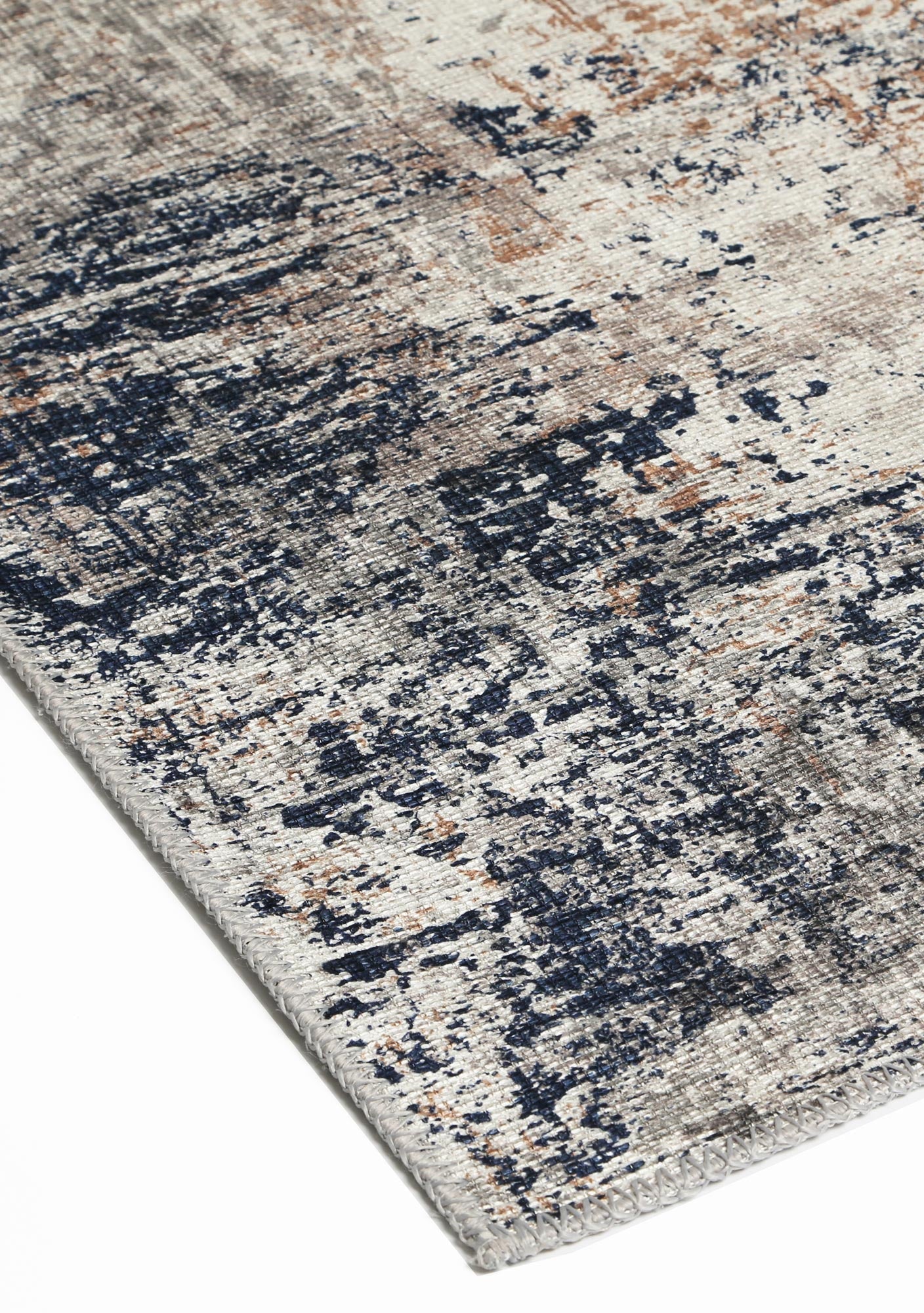 Vital Abstract Echo Blue Grey Washable Rug - Floorsome - Area Rug - VINT160169302 - Area Rug
