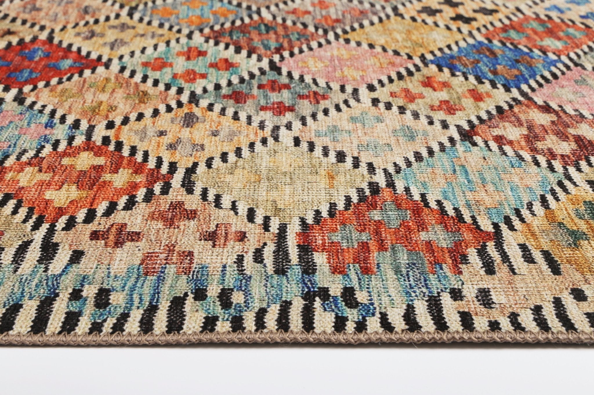 Vital Diamond Vintage Multi Washable Rug - Floorsome - Area Rug - VINT160264300 - Area Rug