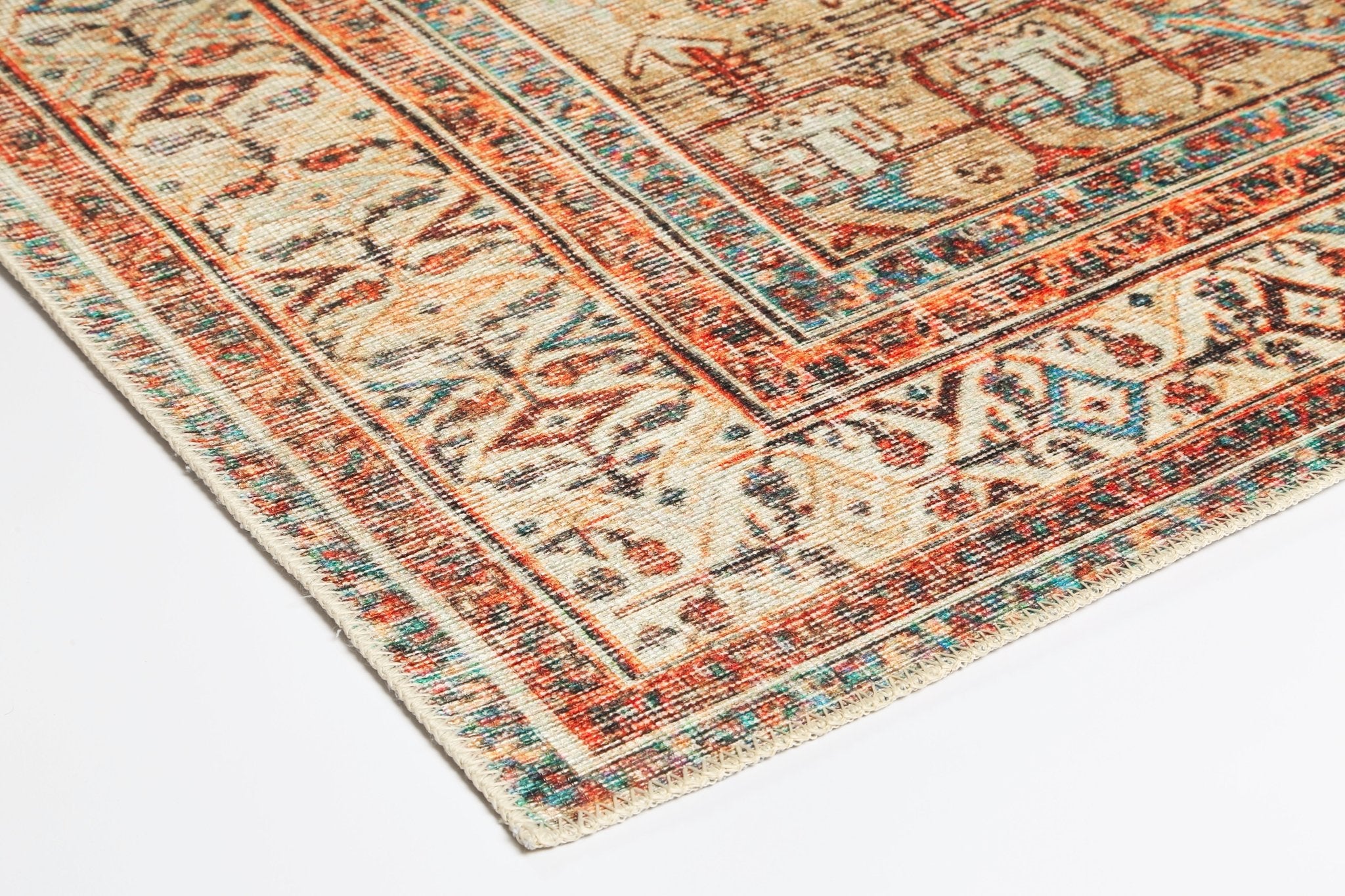 Vital Distressed Louvre Rustic Blue Washable Rug - Floorsome - Area Rug - VINT200318100 - Area Rug